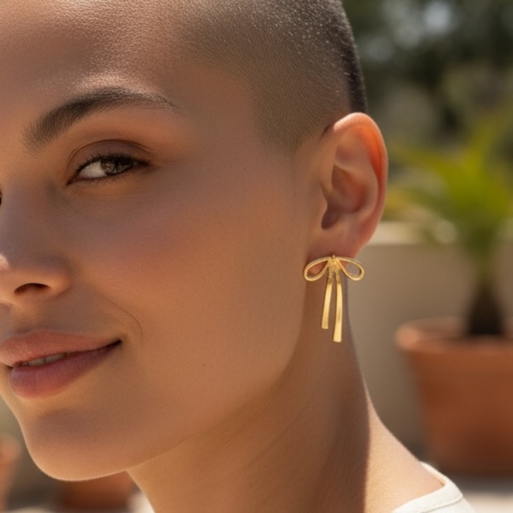 Elegant Gold Bow Earrings
